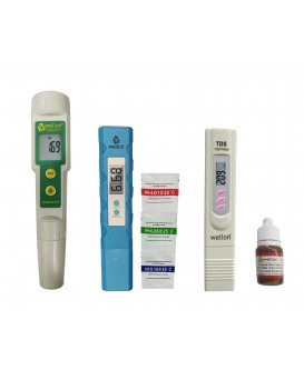 Wellon ORP Meter, TDS Meter, pH Meter and pH Liquid Drop for Water Testing - Combo Pack of 4